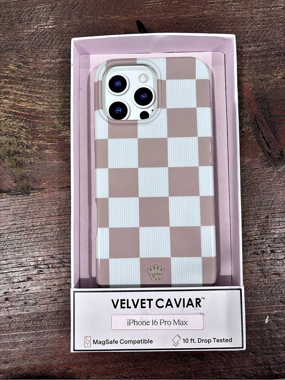 iPhone 16 Pro Max Velvet Caviar Pretty Protective Pink White Checkered Case NWT